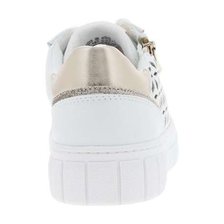 Baskets basses tennis blanches avec détail pailleté lacets plats et zip latéral - Image 6