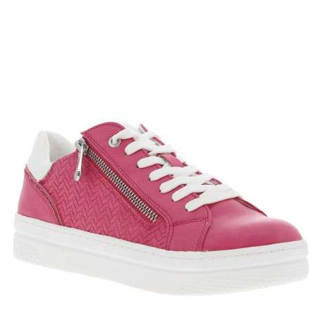 Baskets basses tennis fuchsia avec des lacets plats et un zip latéral - Image 3