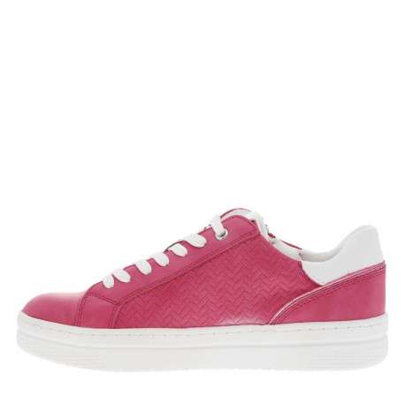 Baskets basses tennis fuchsia avec des lacets plats et un zip latéral