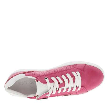 Baskets basses tennis fuchsia avec des lacets plats et un zip latéral - Image 4