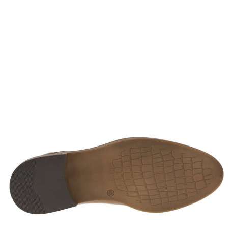 Derbies en cuir cognac et marine à talon plat avec des lacets ronds - Image 5