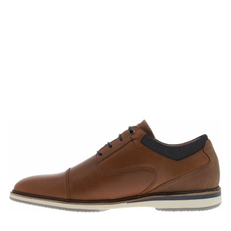 Baskets basses derbies en cuir cognac avec des lacets ronds marine - Image 2