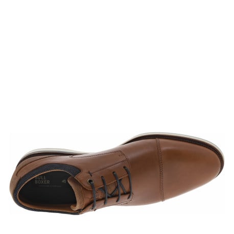 Baskets basses derbies en cuir cognac avec des lacets ronds marine - Image 4
