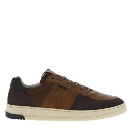 Baskets basses en cuir cognac avec des lacets plats et micro points - Image 2