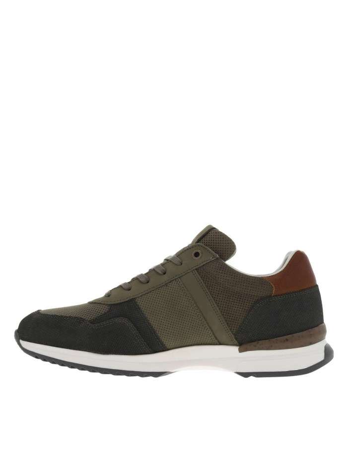 Baskets basses en cuir kaki...