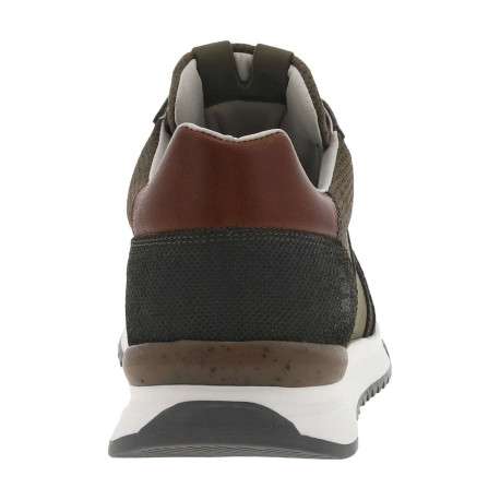 Baskets basses en cuir kaki avec une semelle running et des lacets plats - Image 6