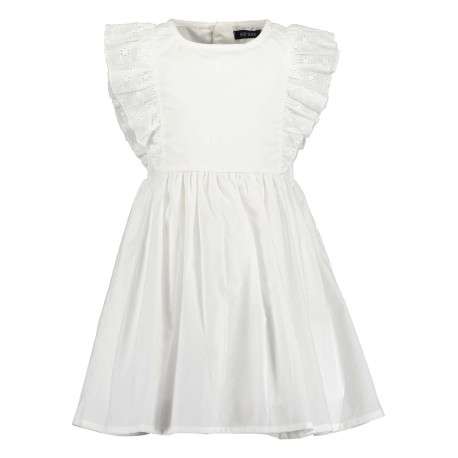 Robe courte en coton blanche unie avec une coupe droite et un col rond