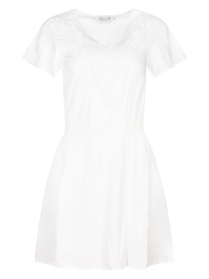 Robe courte blanche unie à...