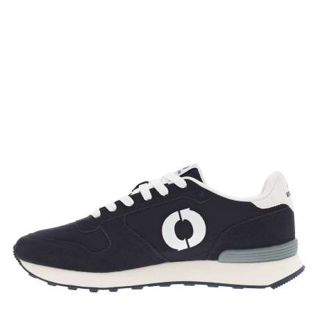 Baskets basses running bleu marine avec logo floqué et lacets plats