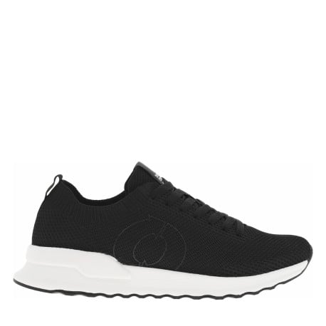 Baskets basses running noires en slip-on avec des lacets plats