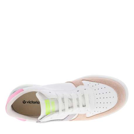Baskets basses tennis en cuir blanches avec empiècements multicolores - Image 5