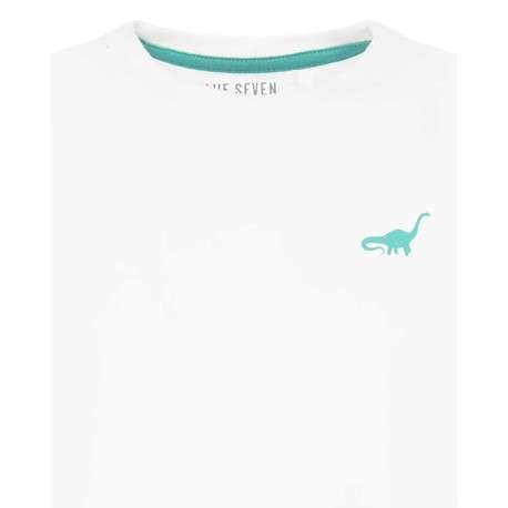 T-shirt en coton blanc uni avec une coupe droite et un col rond - Image 3