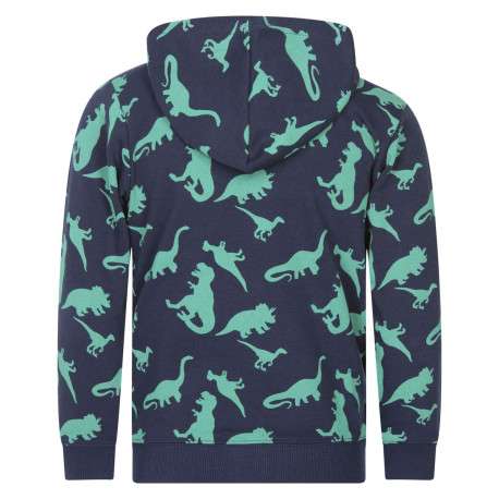 Sweat zippé en coton mélangé marine imprimé avec un col à capuche - Image 2