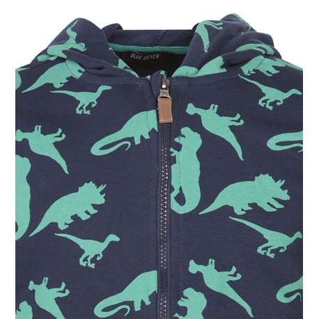 Sweat zippé en coton mélangé marine imprimé avec un col à capuche - Image 3
