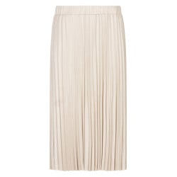 Jupe longue beige unie avec une coupe droite fluide et une fermeture élastiquée