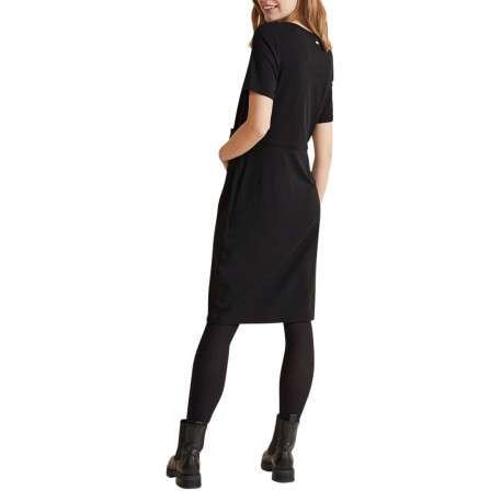 Robe courte noire unie avec une coupe droite un col rond et des manches courtes - Image 3