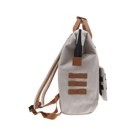 Sac à dos beige uni avec deux poches interchangeables et logo iconique - Image 2