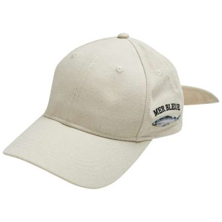 Casquette en coton écrue unie avec un poisson brodé sur le côté