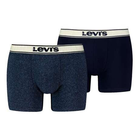 Lot de 2 Boxers en coton marine imprimés avec une coupe fermée