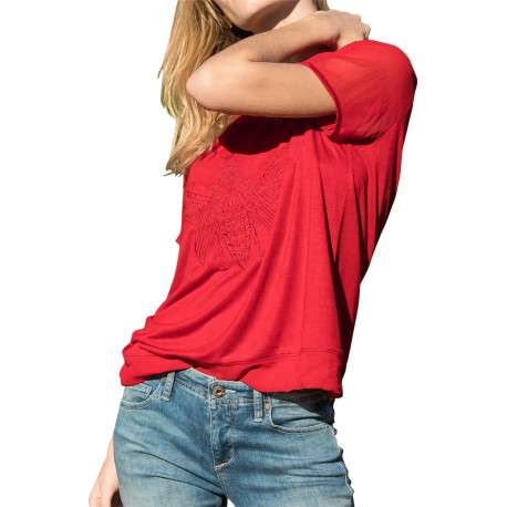 T-shirt manches courtes femme rouge - Image 2