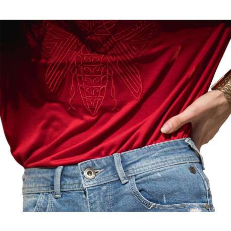 T-shirt manches courtes femme rouge - Image 4