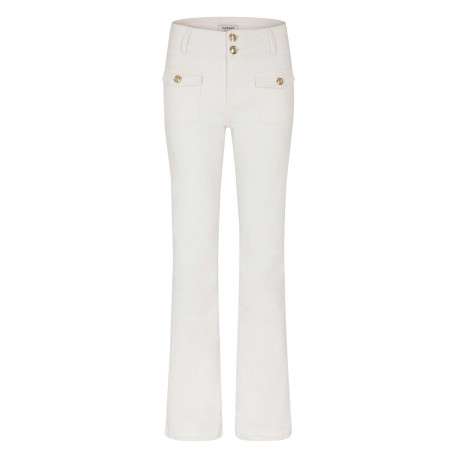 Pantalon blanc uni avec une coupe droite et une taille intermédiaire
