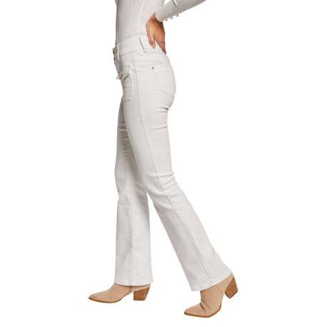 Pantalon blanc uni avec une coupe droite et une taille intermédiaire - Image 2