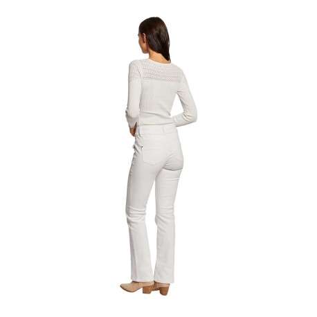 Pantalon blanc uni avec une coupe droite et une taille intermédiaire - Image 6