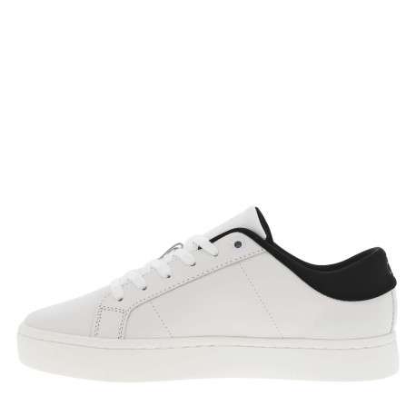 Baskets basses tennis en cuir blanches avec monogramme et lacets plats