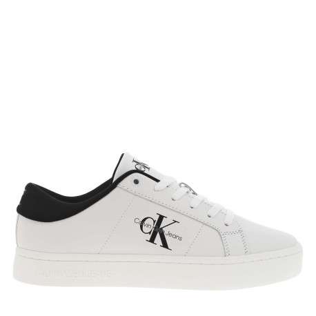 Baskets basses tennis en cuir blanches avec monogramme et lacets plats - Image 2