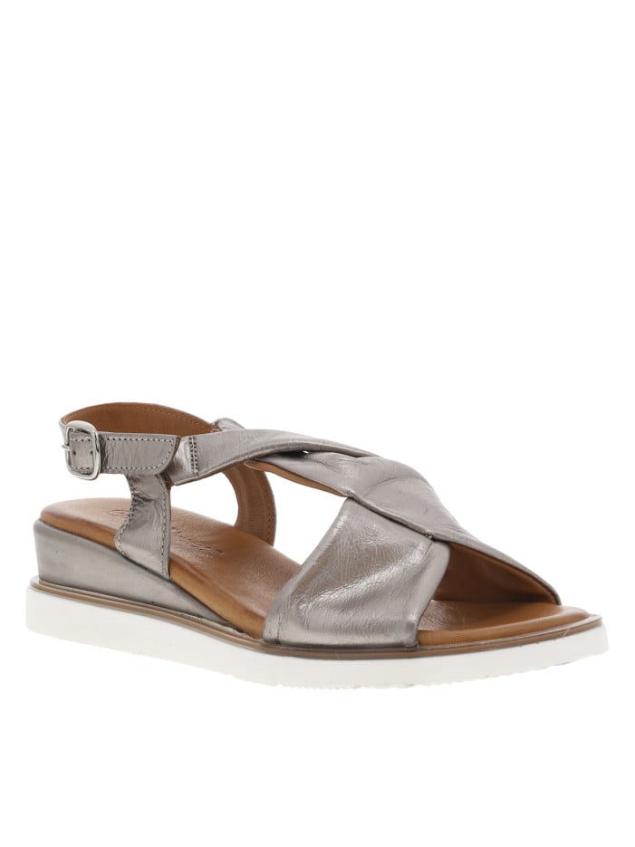 Nu-pieds en cuir platine à...