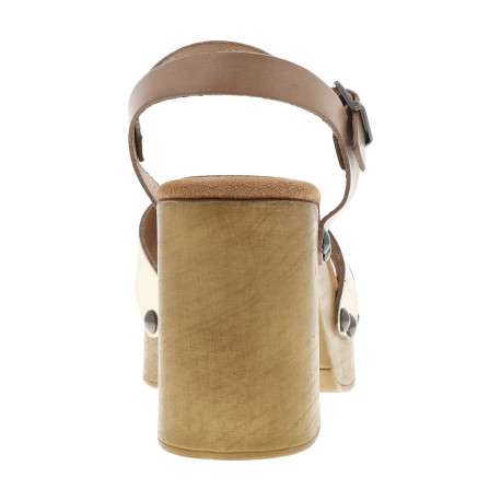 Nu-pieds en cuir platine style sabot avec un talon décroché haut - Image 6