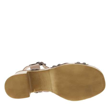 Nu-pieds en cuir platine style sabot avec un talon décroché haut - Image 5