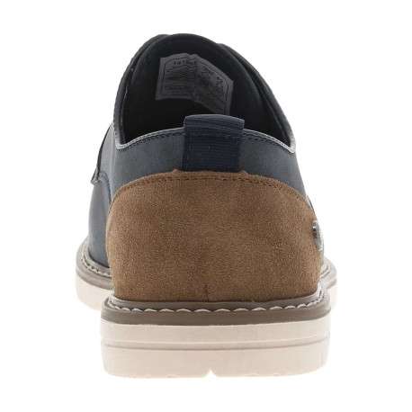 Baskets basses en cuir bleu marine et marron avec des lacets ronds - Image 6