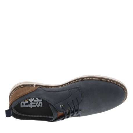 Baskets basses en cuir bleu marine et marron avec des lacets ronds - Image 4