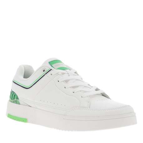 Baskets basses tennis blanches à lacets plats avec détails verts et marine - Image 3