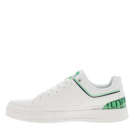 Baskets basses tennis blanches à lacets plats avec détails verts et marine