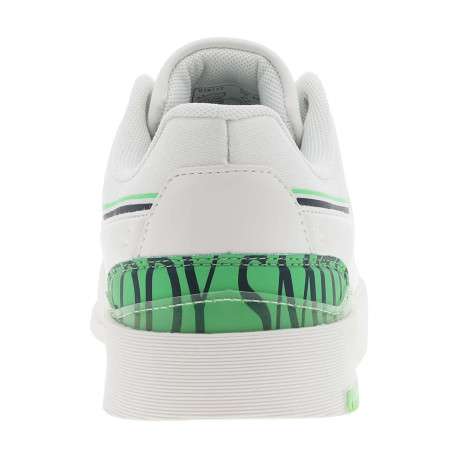 Baskets basses tennis blanches à lacets plats avec détails verts et marine - Image 6