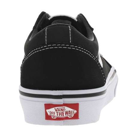Baskets basses Ward en cuir nubuck et en toile noires avec lacets plats blancs - Image 7