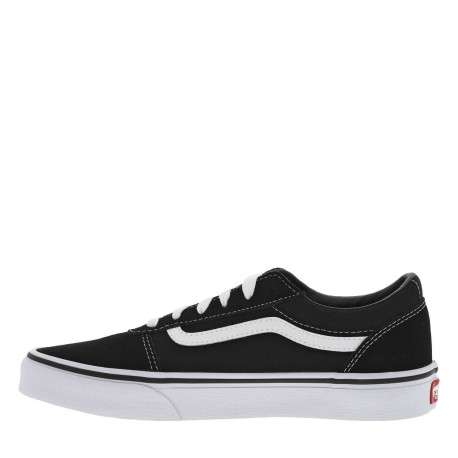 Baskets basses Ward en cuir nubuck et en toile noires avec lacets plats blancs - Image 3