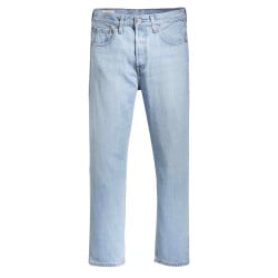 Jeans taille haute style 5 poches bleu clair délavé et avec une coupe droite