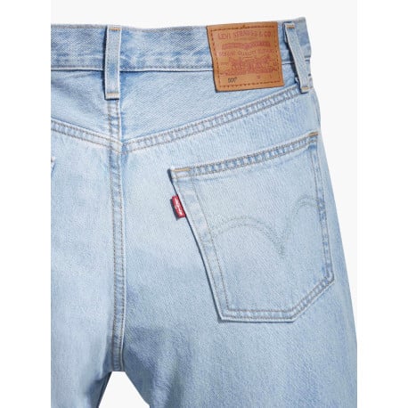 Jeans taille haute style 5 poches bleu clair délavé et avec une coupe droite - Image 3