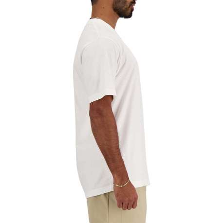 T-shirt en coton blanc uni avec une coupe droite et un col rond - Image 3