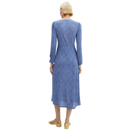 Robe longue multicolore rayée coupe cintrée col v et à manches courtes - Image 2