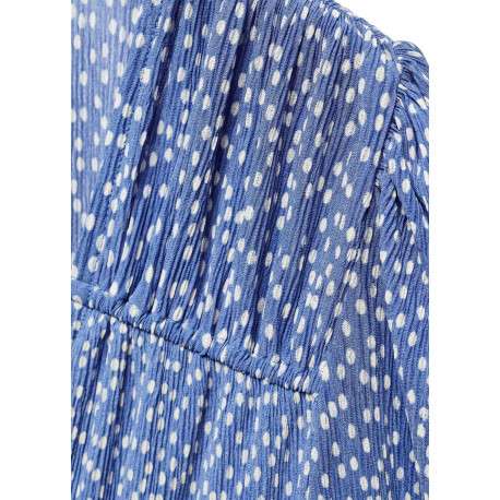 Robe longue multicolore rayée coupe cintrée col v et à manches courtes - Image 4