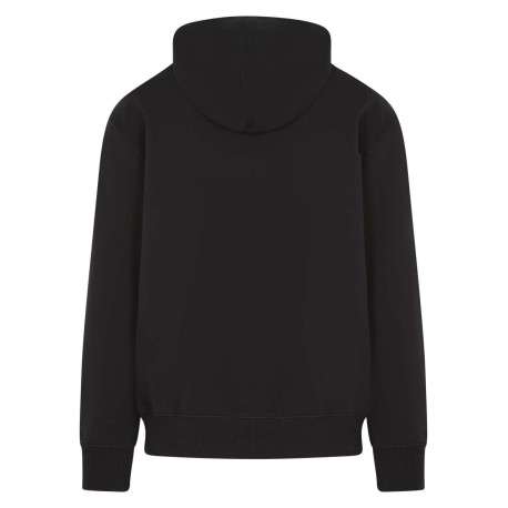 Sweat à capuche en coton noir logotypé à l'avant avec une coupe droite - Image 2