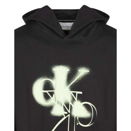 Sweat à capuche en coton noir logotypé à l'avant avec une coupe droite - Image 3