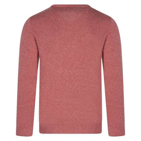 Pull en coton rouge uni coupe droite avec un col v et nom de la marque - Image 2