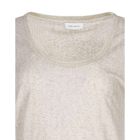 T-shirt beige avec une coupe droite un col rond et sans manches - Image 3