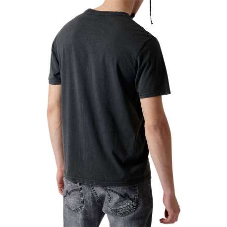 T-shirt en coton noir uni avec une coupe droite et un col rond - Image 5
